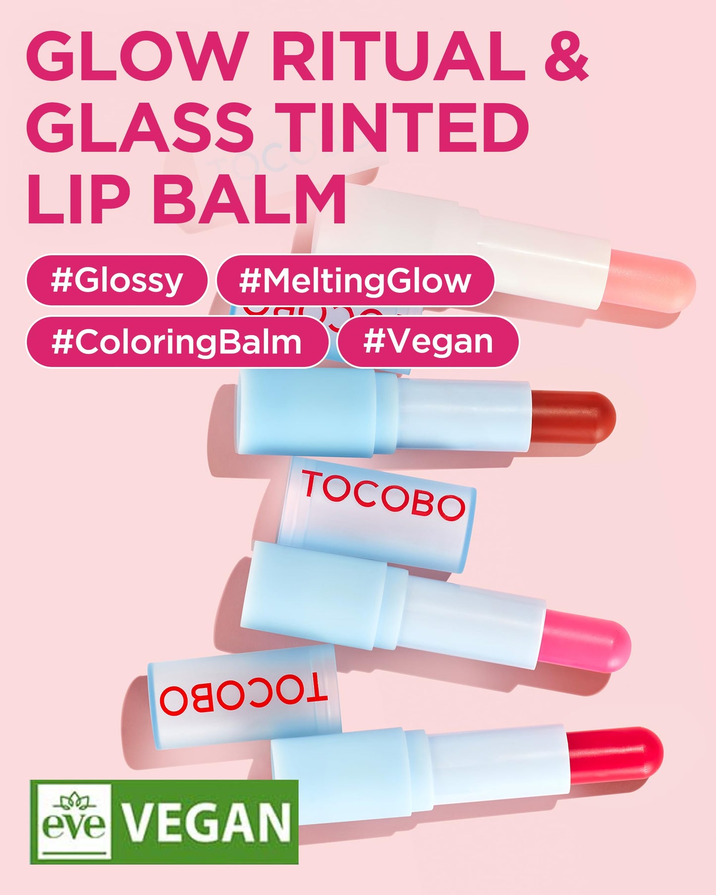 TOCOBO Glass Tinted Lip Balm 011 Flush Cherry - Vegan Korean Lip Care for Deep Hydration - Tinted Glass Glow Moisturizing with V