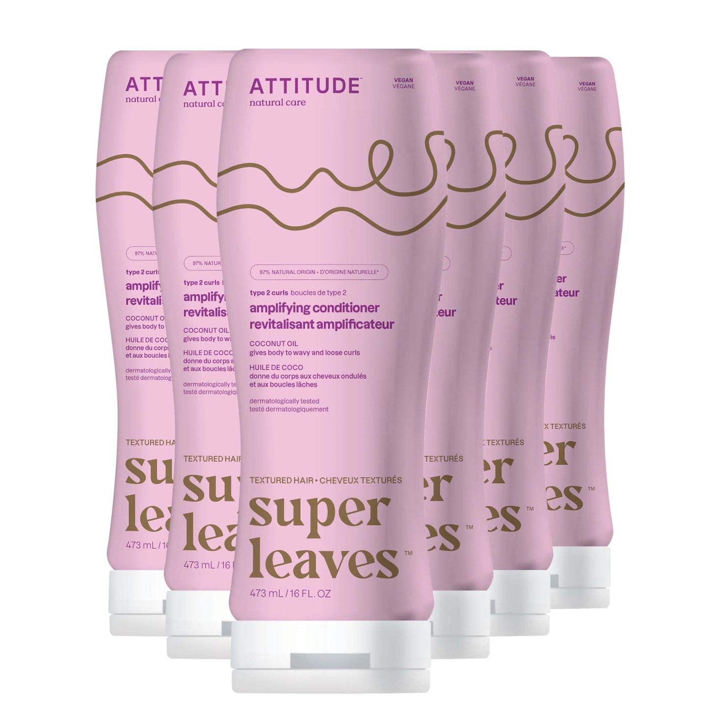 ATTITUDE Amplifying Conditioner for Curly Hair with Coconut Oil, Vegan Detangler and Naturally Derived Ingredients, 2a, 2b, 2c C