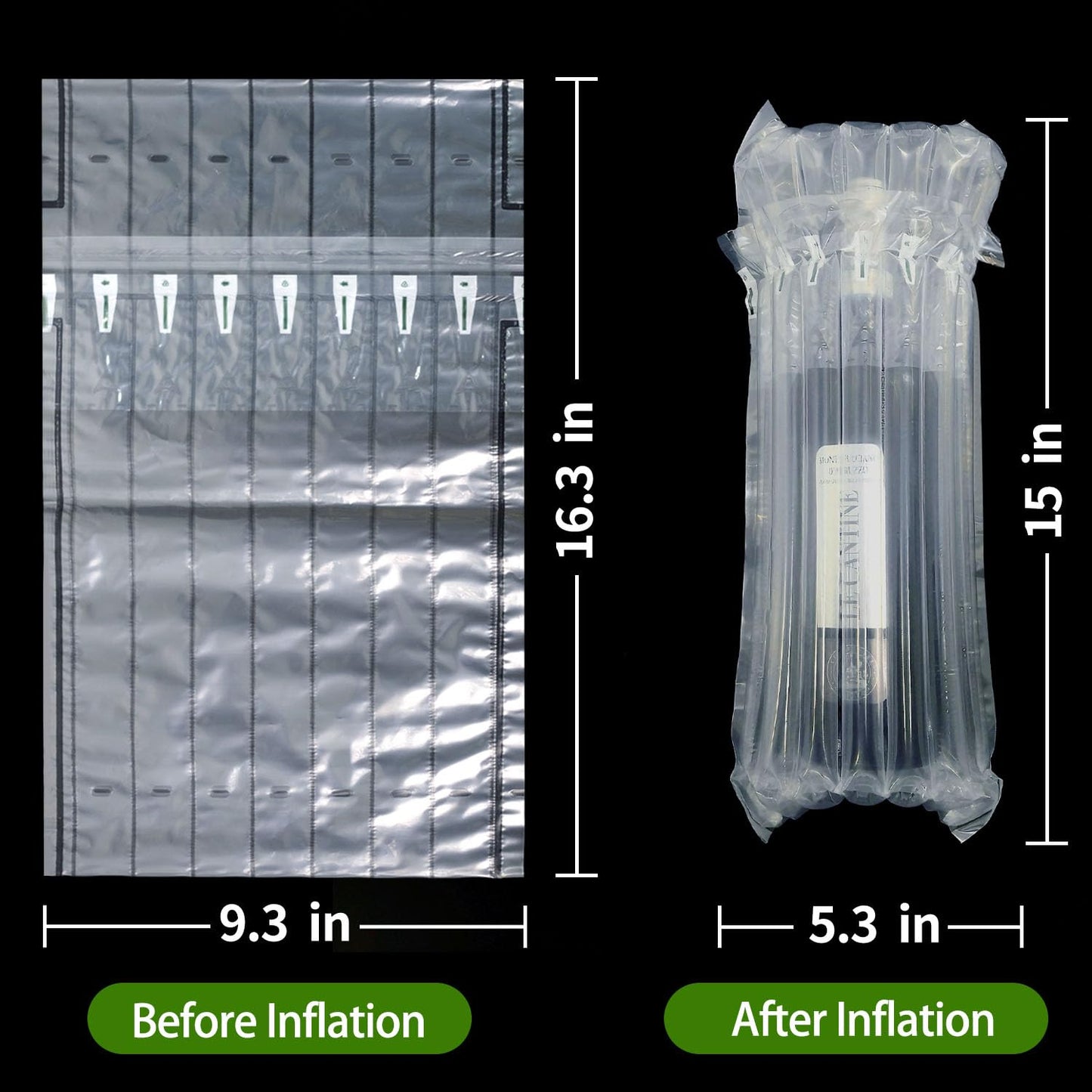 Wine Bottle Travel Protector Bags, Monkkino 16 Packs Inflatable Bubble Cushion Wrap, Safety Choice for Glass Bottles in Transport with Luggage, Air Filled Packaging Sleeves with Reusable Pump