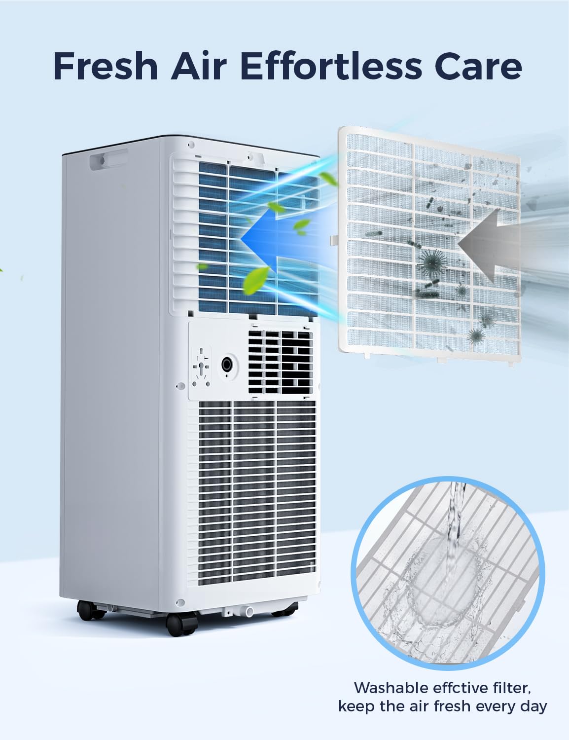 Nexaro 8000 BTU Small Portable Air Conditioner, Compact Portable AC Unit for Room up to 350 Sq.Ft, 4-in-1 Air Conditioner Portable with Fan & Dehumidifier, Quiet AC with Window Kit for Home/Office