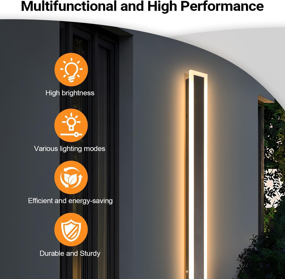 SUCICNISD 47.2In Modern Outdoor Wall Light for House 3CCT Dimmable Outdoor Wall Sconce Exterior Long LED Wall Light Mount Linear Outside Wall Lights for Garage, Doorway, Porch, Patio, Stairway