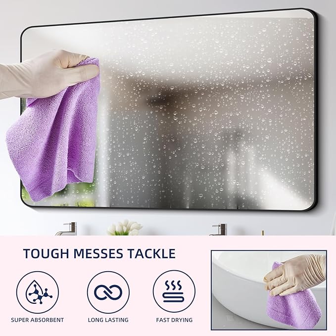 & PLUSH Microfiber Cleaning Cloth Roll - 85 Pack, Tear Away Microfiber Towels, 12" x 12", Reusable, Washable, Streak Free, Ultra Absorbent Dish Rags for Car, Home, Garage or Shop (Purple)