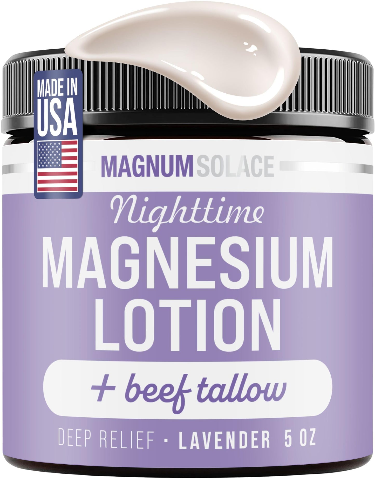 Nighttime Magnesium Lotion with Beef Tallow - Soothing Relief for Muscles & Joints - Highly Concentrated - Apply to Legs or Feet