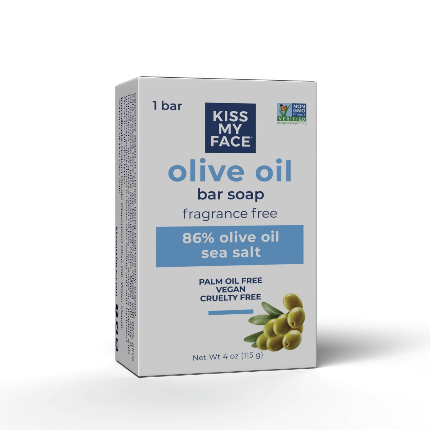 Kiss My Face Pure Olive Oil Bar Soap, Fragrance Free, Pure & Natural, 4 Oz (Pack of 6)