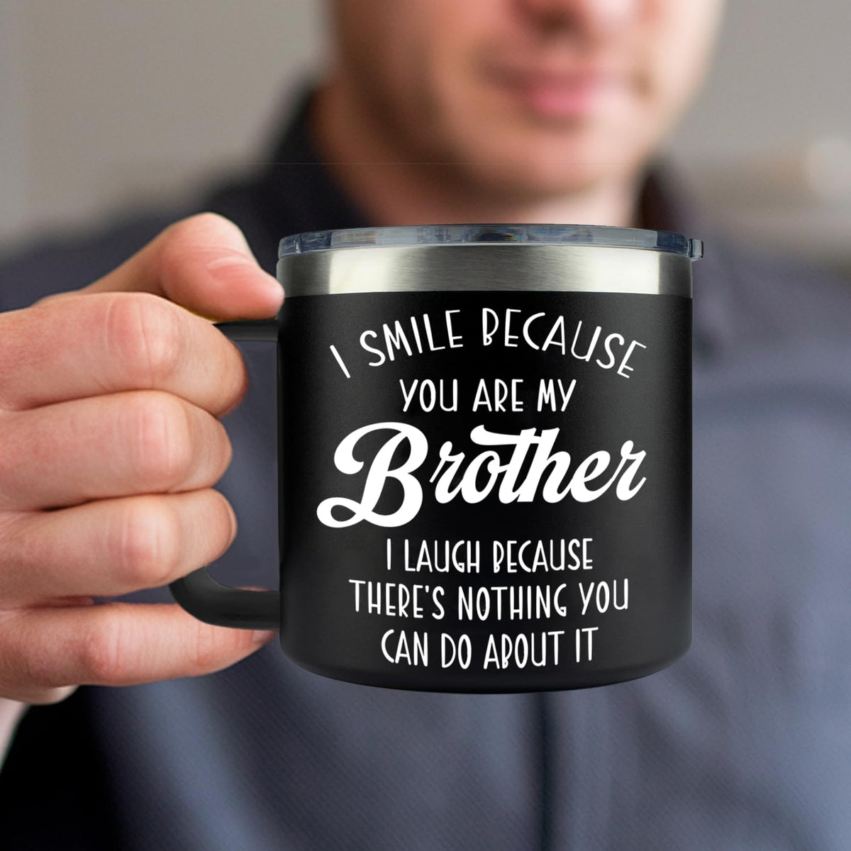 14 Oz Tumbler for Brother – Christmas, Birthday Present from Sister or Brother, Funny Drinkware for Him