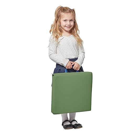ECR4Kids SoftZone Floor Cushions, Square, Flexible Seating, Hunter Green, 6-Piece