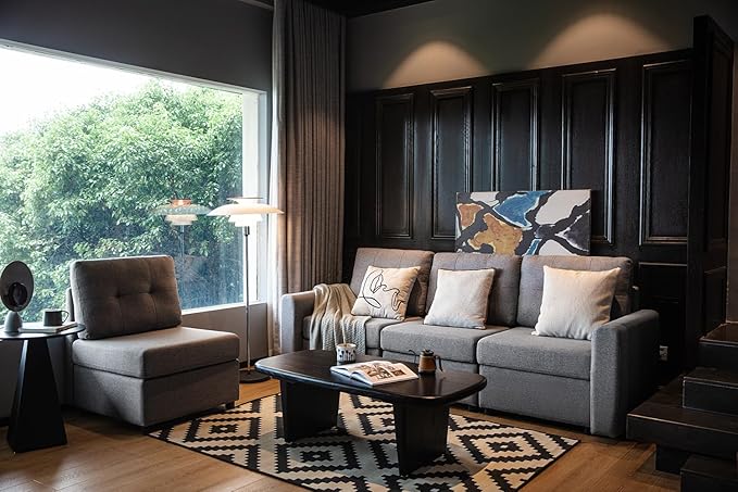 LINSY HOME Modular Sectional Sofa Oversized, Removable Cover Living Room Couches with Storage Deep Seat & Ottoman Chaise L/U Shaped Sofa Modern Couch (Grey, 6 Seats & 2 Ottomans)