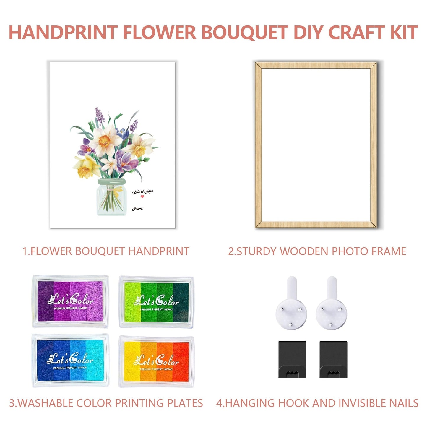 HiFulerr Mom Birthday Gifts - Handprint Flower Crafts from Kids, First Mothers Day Gifts, Unique Birthday Christmas Gift and Decorations for Mom from Son Daughter Dog, Gift for Grandma Nana Mimi Gigi