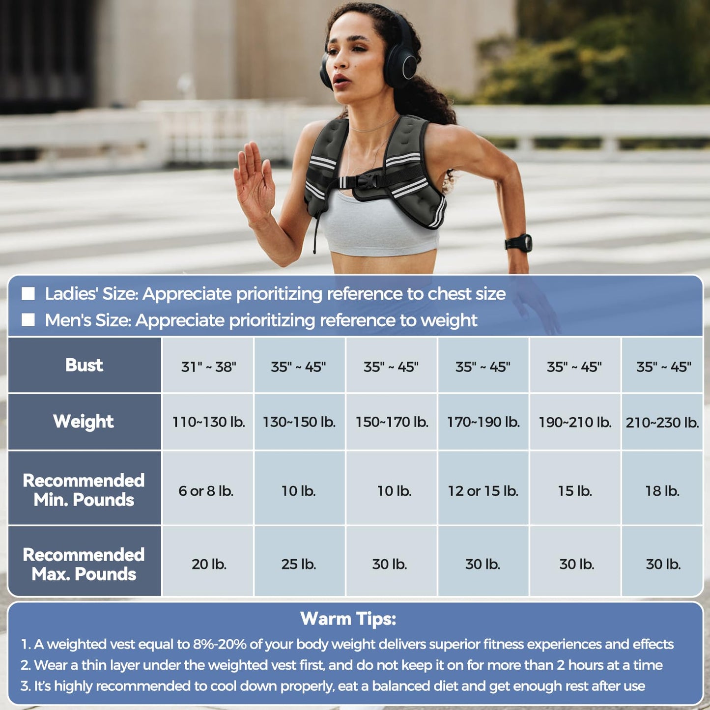 Zeerun Weighted Vest for Women & Men with Reflective Stripe and Adjustable Buckle, Comfortable & Durable Rucking Vest for Walking, Running & Strength Training, 6LBS-Gray