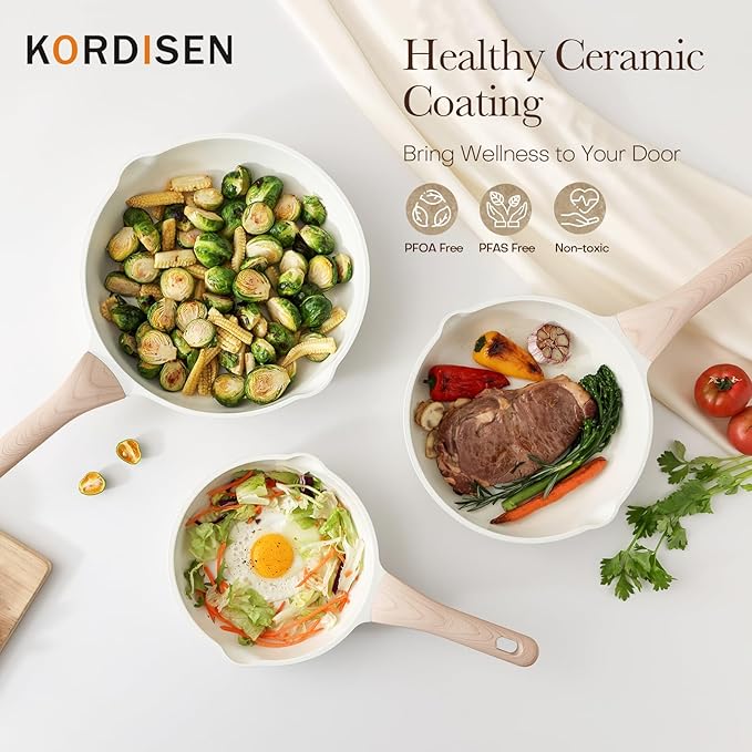 Kordisen Ceramic Non Stick Frying Pans Skillet, 8 Inch Ceramic Small Egg Pan Nonstick for Cooking Non Toxic, Healthy Induction Cookware, Heat Resistant Handle, PFOA & PFAS Free
