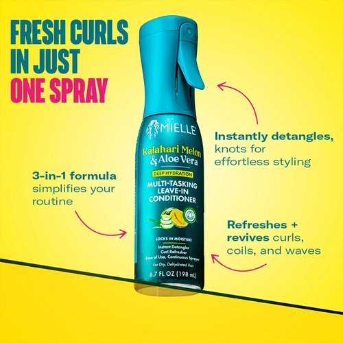 Mielle Kalahari Melon & Aloe Vera Deep Hydration Collection - Up to 5 Days of Moisture for Dry, Curly, Coily, and Textured Hair Types