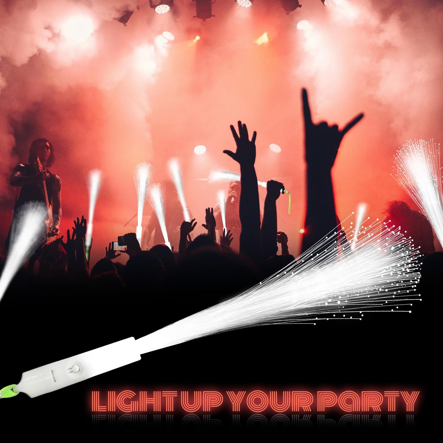 SHQDD 200 PCS White LED Fiber Optic Wands, Glow Sticks for Wedding, Bar DJ, Halloween & New Year