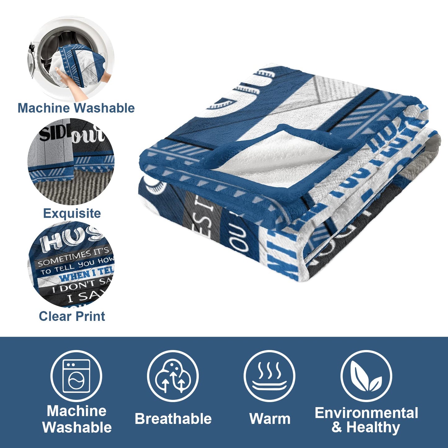 Quilazy Gifts for Him Husband, Husband Birthday Gift, Husbands Gifts from Wife, Best Mens Wedding Anniversary Christmas Fathers/Valentines Day Love Birthday Gift for Him Men Husbands Blanket 60"X 50"