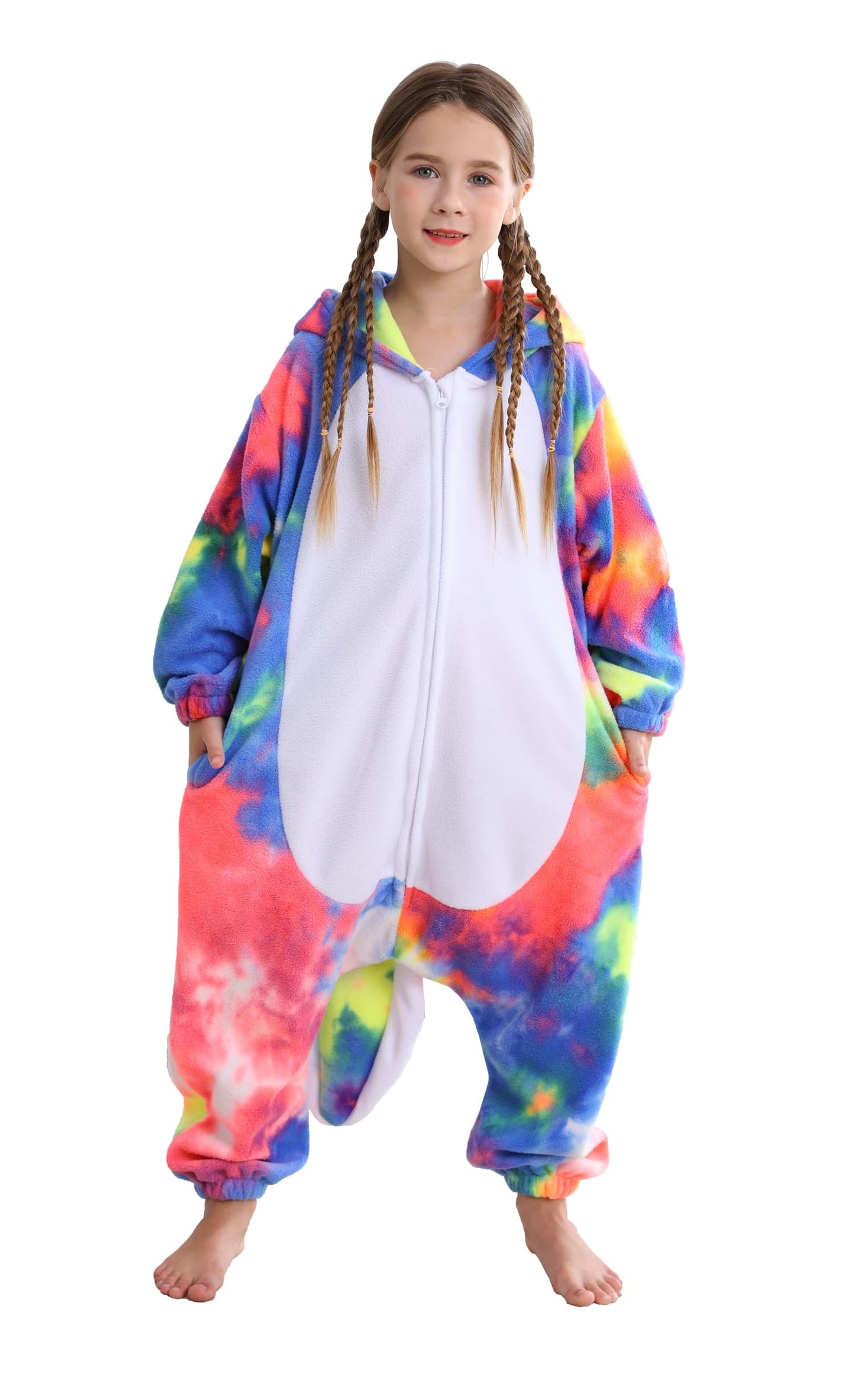 ATOZ Unisex Children Animal Dyeing Axolotl-Red Onesie, Halloween Costume Pajamas Christmas Cosplay Sleepwear For Boys Girls 6-7Y