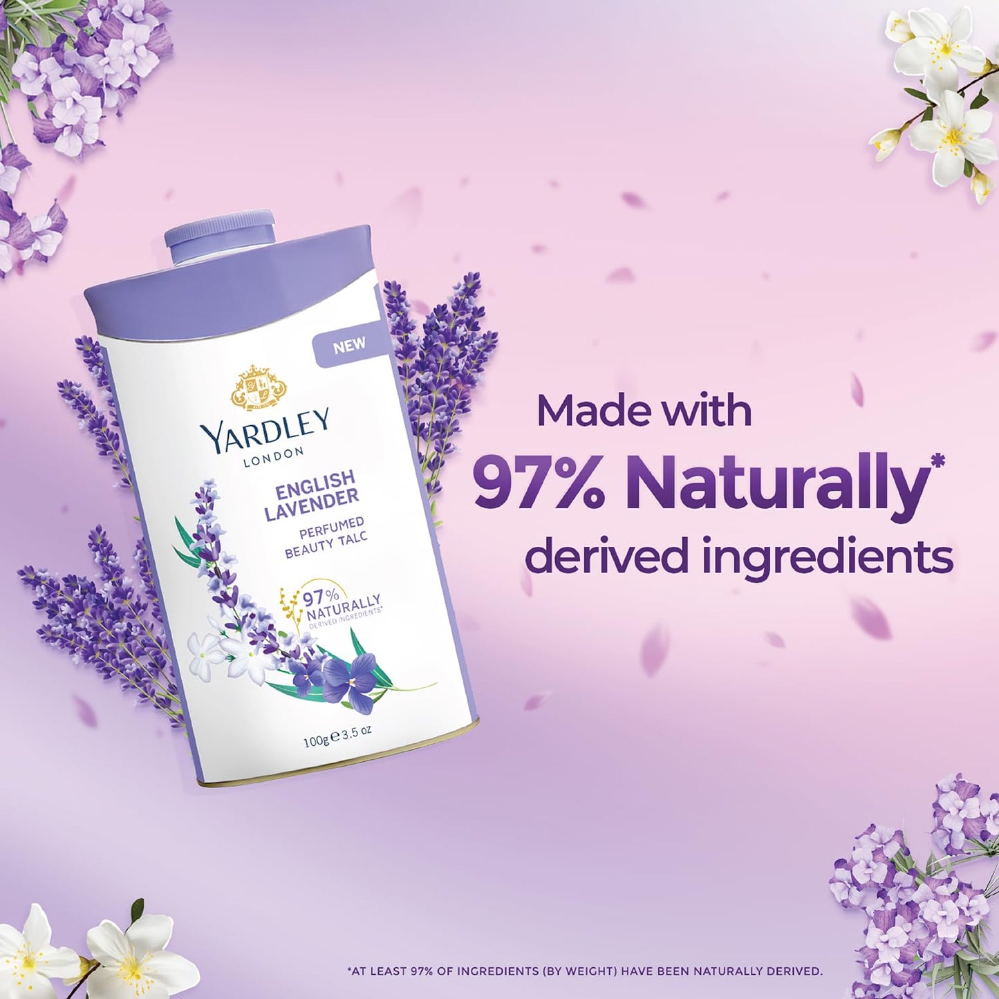 Yardley London English Lavender Perfumed Deodorizing Talc Talcum Powder 100gm, 3.5 Ounce