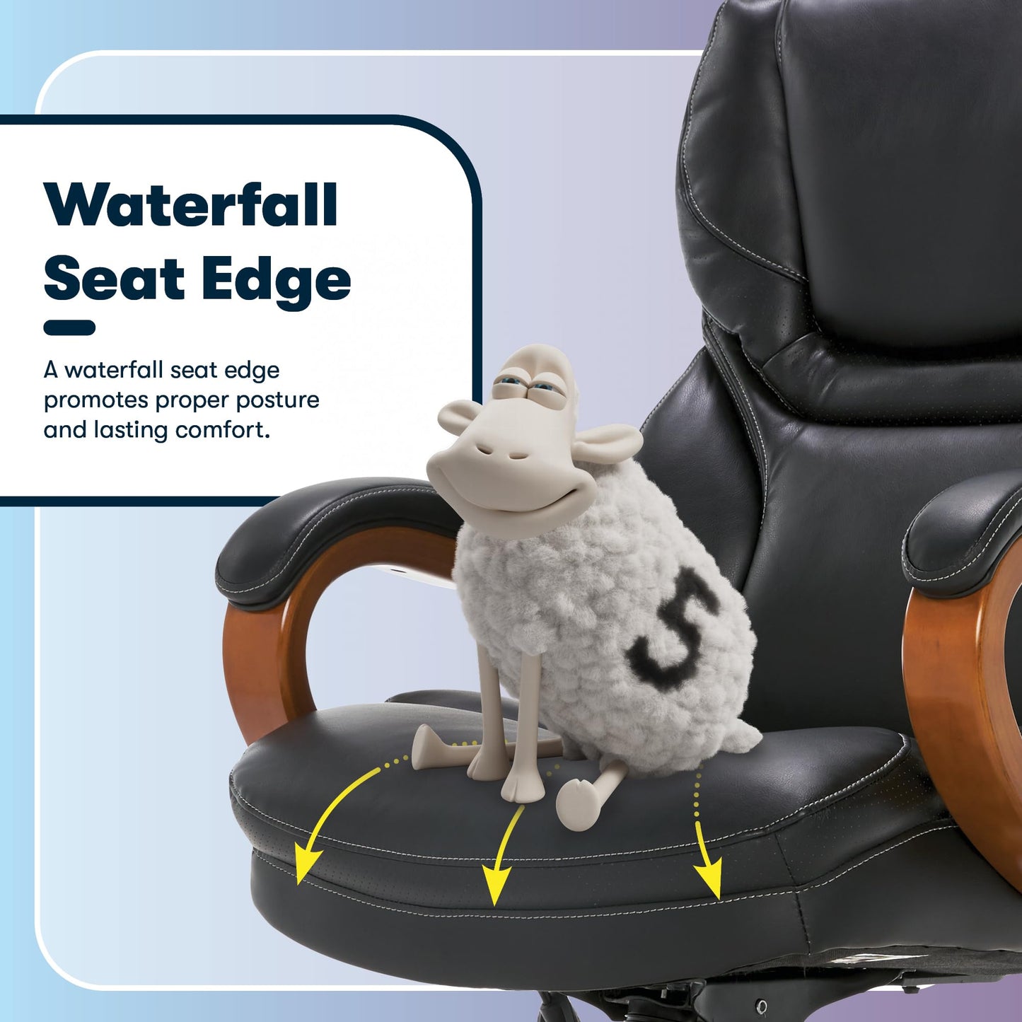 Serta Conway Big and Tall Executive Office Chair - Ergonomic Lumbar Support, Bonded Leather, Padded Armrests, High Back Computer Desk Chair, Black