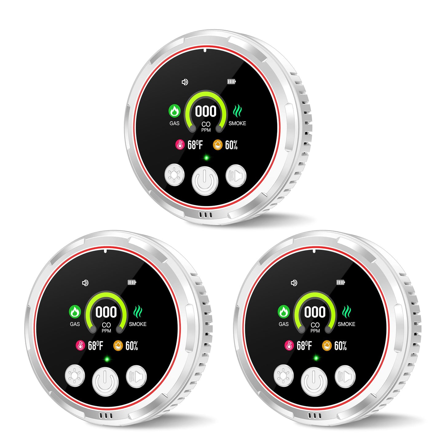 3 Pack Smoke Carbon Monoxide Detectors Plug in, 5in1 Portable Carbon Monoxide Detector & Natural Gas Leak Detector Battery Backup, Real-Time Monitor Smoke, CO Gas Detector Alarm for Home,Travel RV