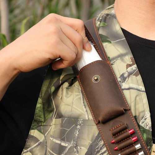 TOURBON Adjustable Leather Chest Rig Pistol Holster with Ammo Holder Shoulder Strap