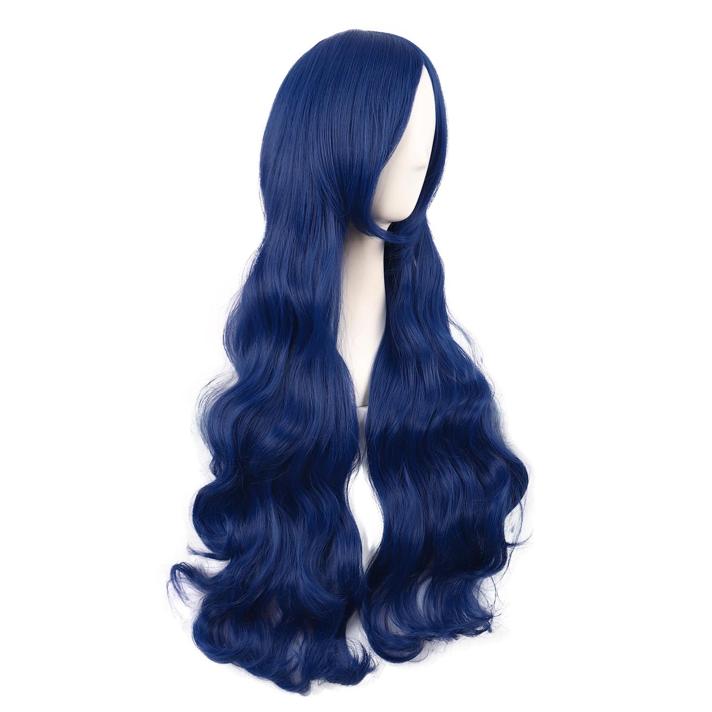MapofBeauty 32 Inch/80 cm Long Hair Spiral Side Bangs Curly Cosplay Costume Synthetic Wig (Mixed Blue)