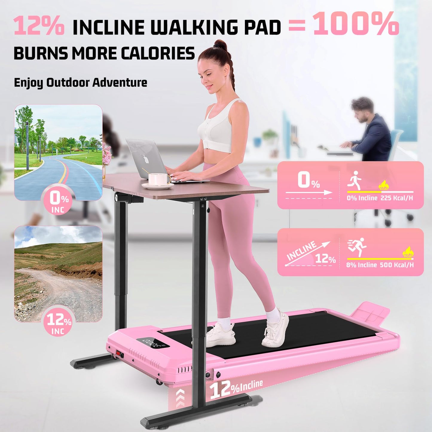 FUNMILY Foldable Walking Pad with Handle Bar, 4 in 1 Under Desk Treadmill with Incline, 2025 Upgraded Smart Folding Treadmill for Home/Office, 300 lbs Weight Capacity, Ultra-Quiet