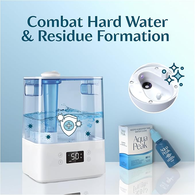 [2-Pack] Humidifier Drops for a Clean Tank - 400+ Uses - Food Grade Humidifier Cleaner - Slows Residue Accumulation and Scaling - Made in USA - Humidifier Water Treatment Cleaning Solution