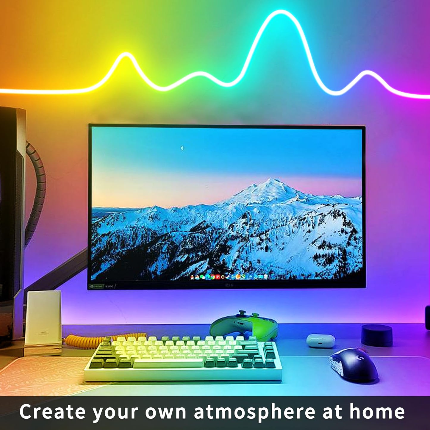 32.8FT Led Neon Rope Lights Control with App/Remote,Flexible Led Rope Lights,Multiple Modes,IP65 Outdoor RGB Neon Lights Waterproof,Music Sync Gaming Led Neon Strip Lights for Bedroom Décor