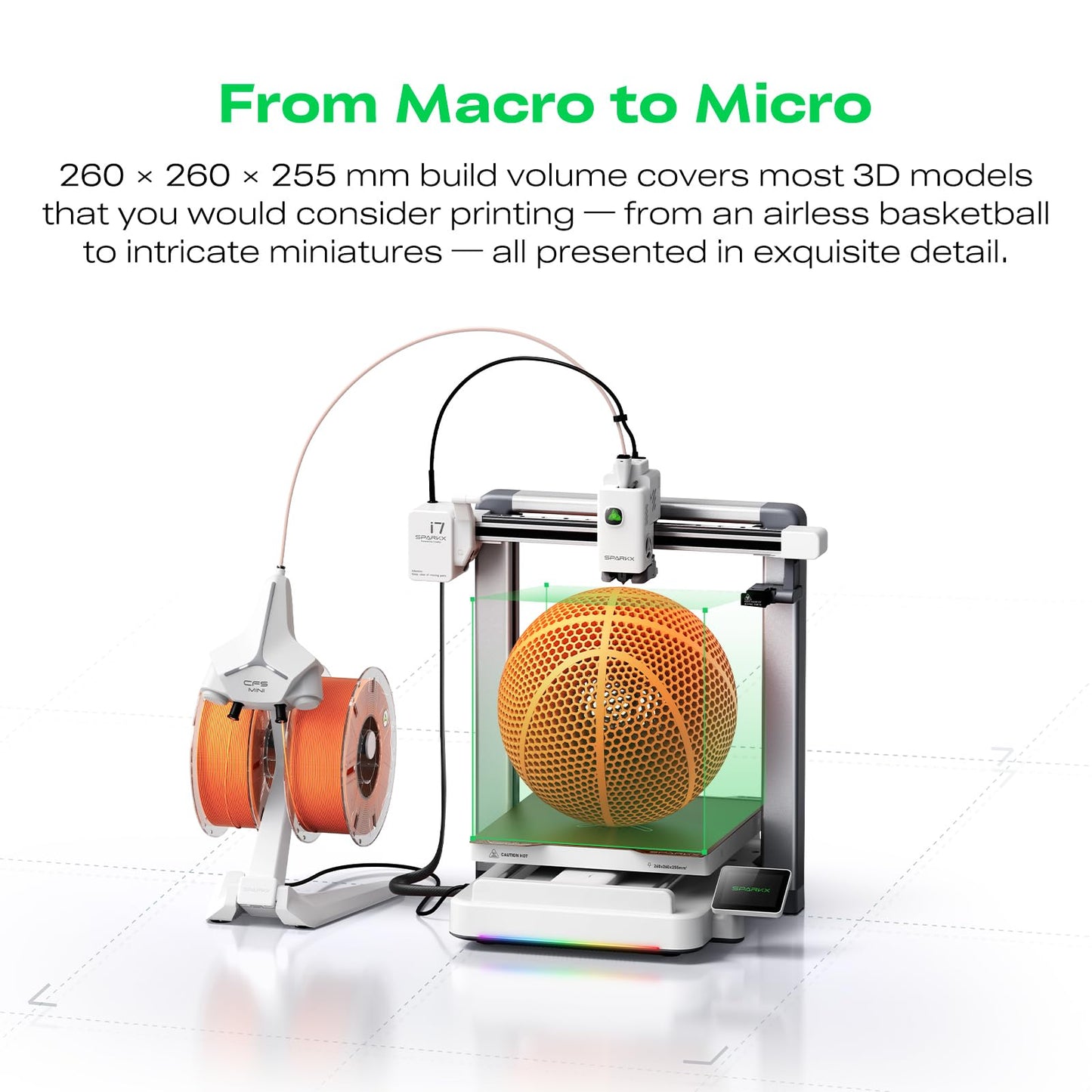 Creality SPARKX I7 Combo 3D Printer, Multi Color with CFS Lite AI Photo to 3D Printing 500mm/s High Speed Auto-Leveling RGB Light 95% Pre-Assemble Essential Parts Low Noise 10.24×10.24×10 inch