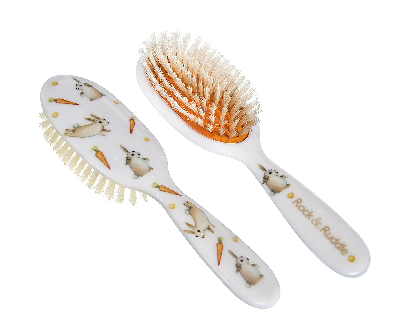 Rock & Ruddle Soft White Natural Boar Bristle Hairbrush for Babies and Young Children. Perfect for Fine Hair Detangling and Smoo