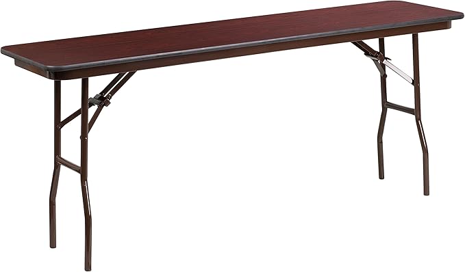 Flash Furniture Frankie 6' Mahogany Melamine Laminate Folding Training and Event Table, Rectangular Folding Training Tabl...