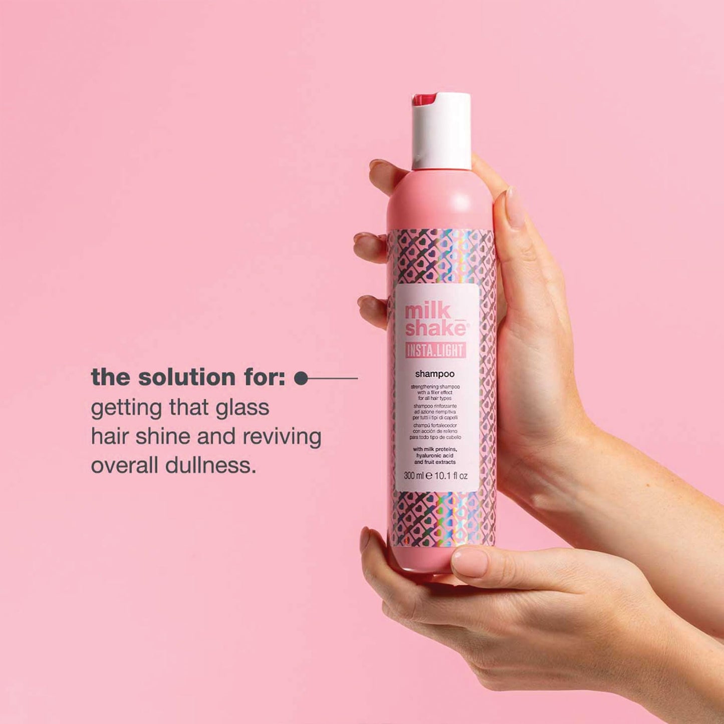 milk_shake insta.light shampoo | ultra-lightweight cleanser with milk proteins and fruit extracts for soft, radiant, glass-like