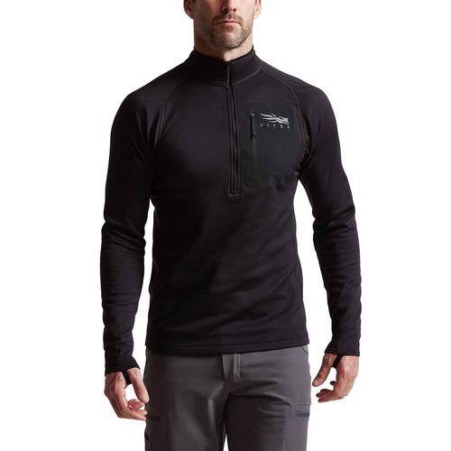 SITKA Gear Men's Core Midweight Zip-T Long Sleeve Hunting Shirt, Sitka Black, XL