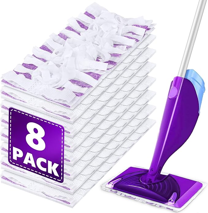 Mop Pads Refill for Swiffer WetJet: 8 PCS Disposable Pad for Hardwood Muilt-Surface Floor Cleaning - Heavy Duty Refills Absorb & Lock Stains