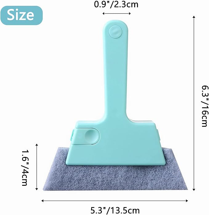 Window Track Cleaner Tool, 3Pcs 4-in-1 Groove Cleaning Brush (with Bristle Brush, Gap Dustpan, Scraper) + 4pcs Replacement Cloth, Washable Cleaning Gadgets for Sliding Door, Sill, Car Vents