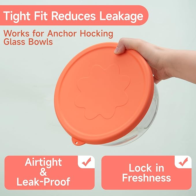 2 Cup 4 Cup Silicone Replacement Lids Storage Cover for Anchor Hocking Glass Bowls (Container not Included) 4 Pack Microwave, Dishwasher and Freezer Safe