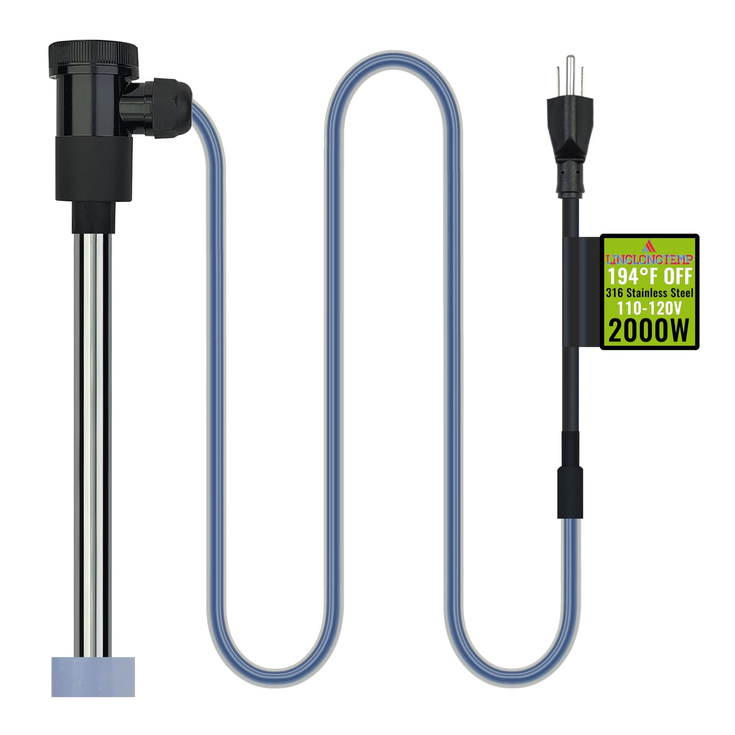 LINGLONGTEMP 2000W Submersible Immersion Water Heater for Hot Tub & Pool – Portable Electric Heater with WiFi Timer & 194°F Temp Control for Bathtub, Baptistry, Above Ground Pool & Inflatable Pool