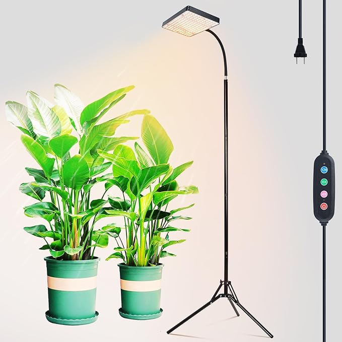 2026 Grow Light on Upgraded Stand for Indoor Tall Plants, Bonsai Tree, Bright Natural Sunlight Full Spectrum, 4/8/12/16/20H Timer, 25 Watt Power, NO Need Adapter, 24"-64" Height Adjustable