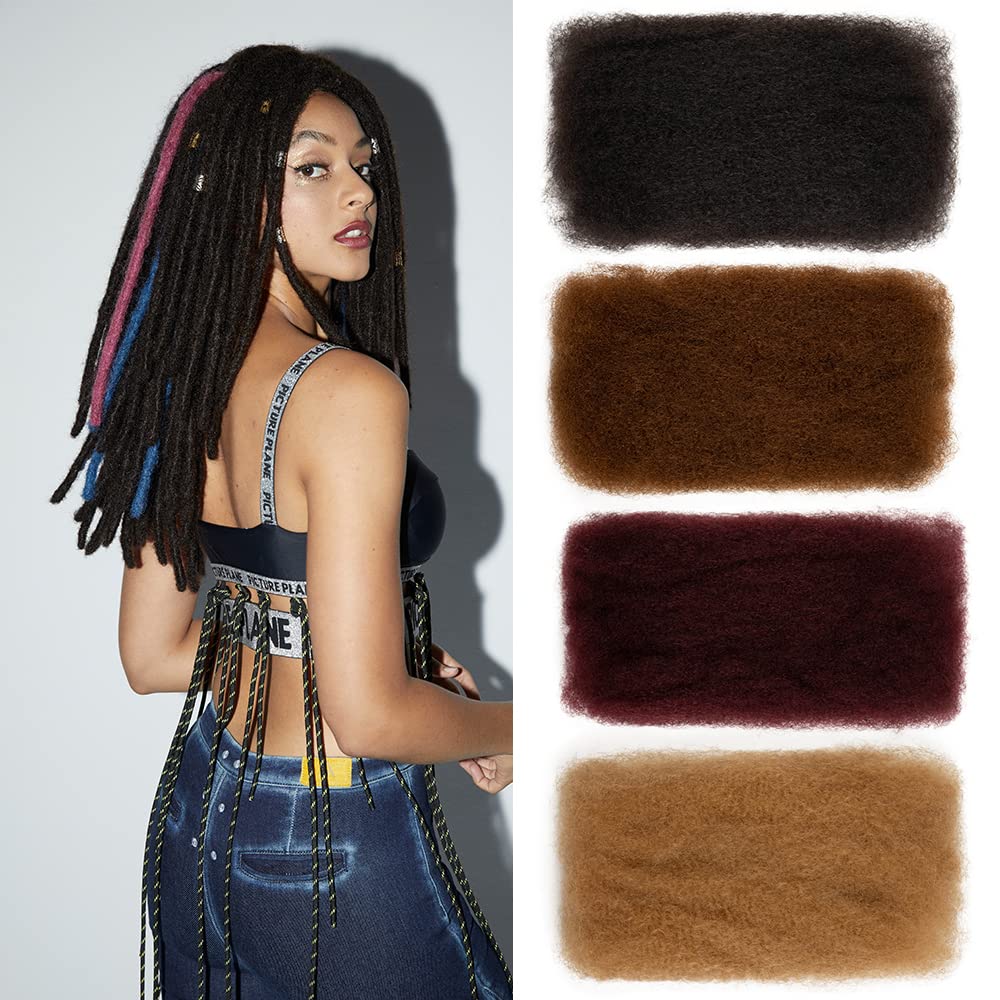 FASHION IDOL Afro Kinkys Bulk Human Hair for Dreadlock Extensions Loc Repair Braiding Twist Tight Afro Kinky Human Hair for Loc
