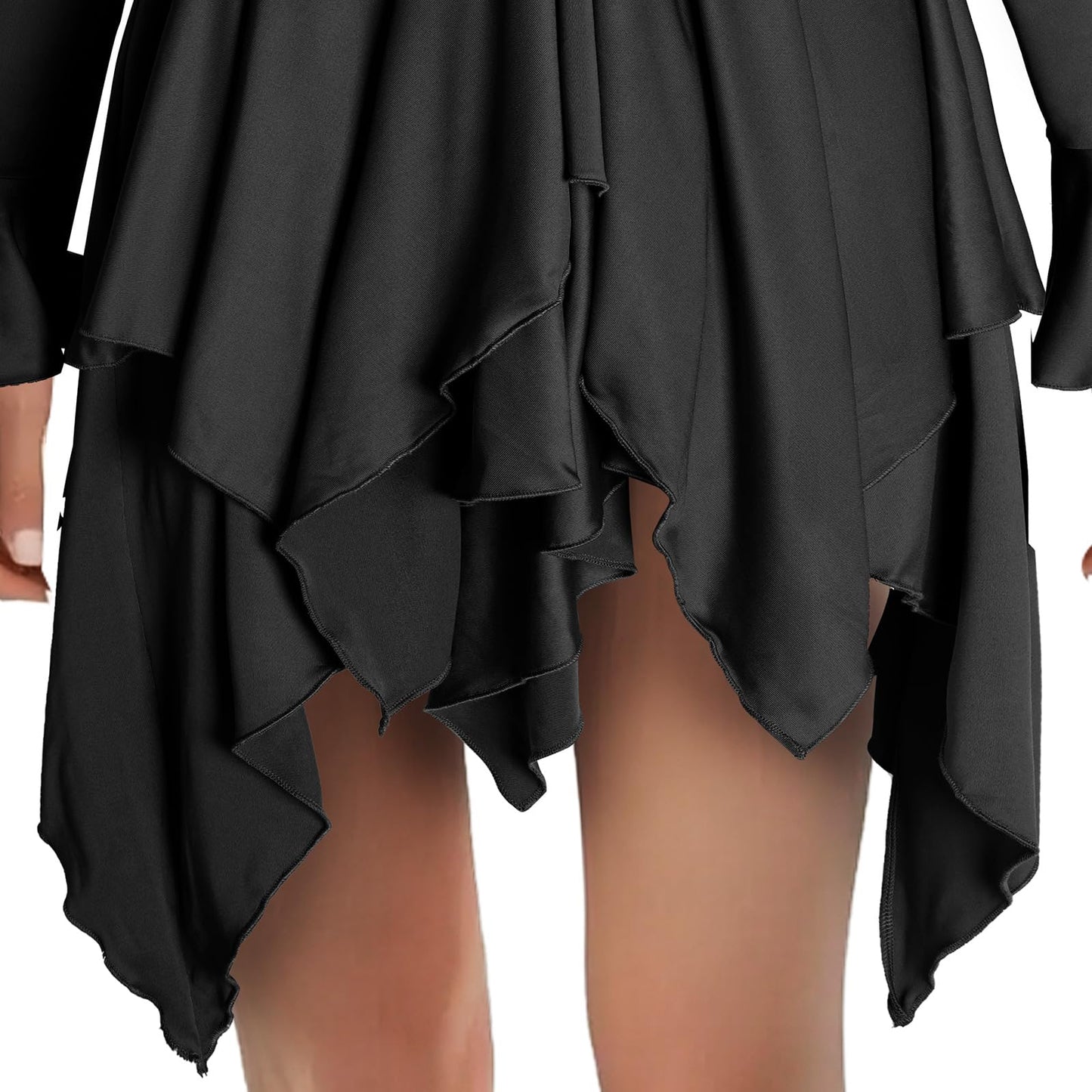 Usthirit Renaissance Fairy Dress Women's Gothic Off Shoulder Irregular Handkerchief Dress (Z3831BK,S)