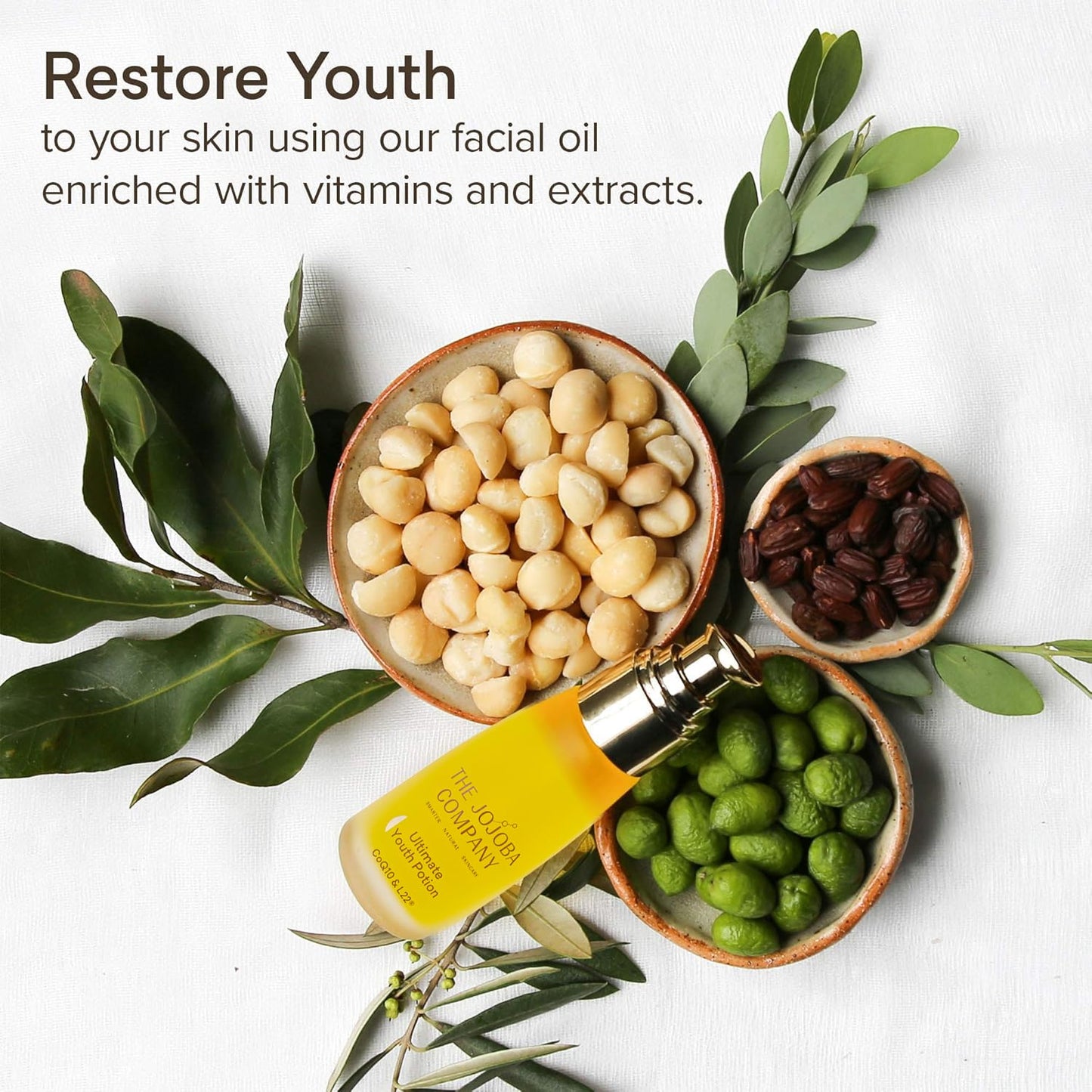 The Jojoba Company Ultimate Youth Potion, Maintains Youthful Glow, Improves Skin Elasticity & Firmness, Enriched w/Patented L22