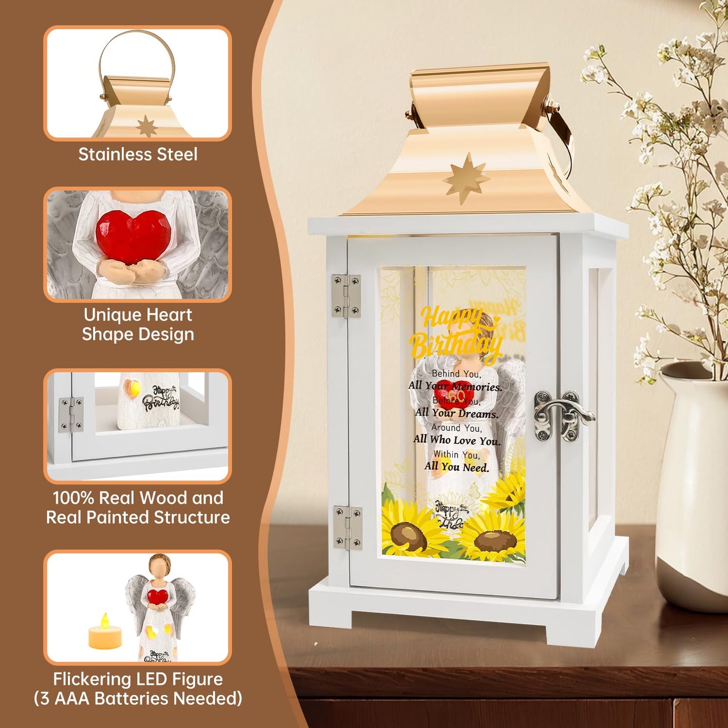 Birthday Gifts for Women, Happy Birthday Gifts for Her Women, Sister, Mom, Friends, Female Coworker Best Friend Birthday Gifts Angel Figurine Lantern