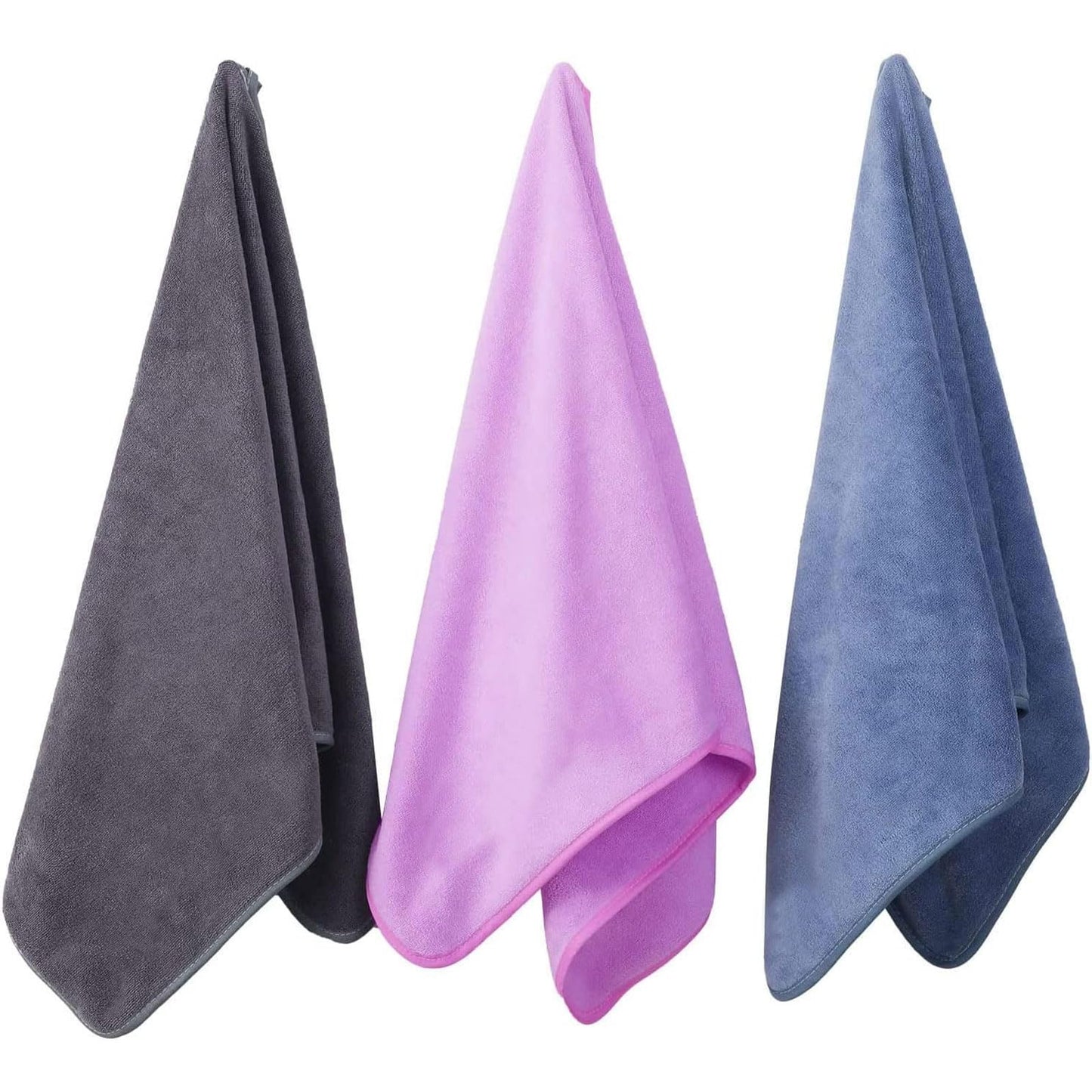 Wuwahold Microfiber Gym Towels Bigger Size Super Soft for Exercise Fitness, Sports, Workout, 380-GSM 15-Inch x 31-Inch Quick-Drying Towels (3 Pack, Pure Grey+Blue+Purple)