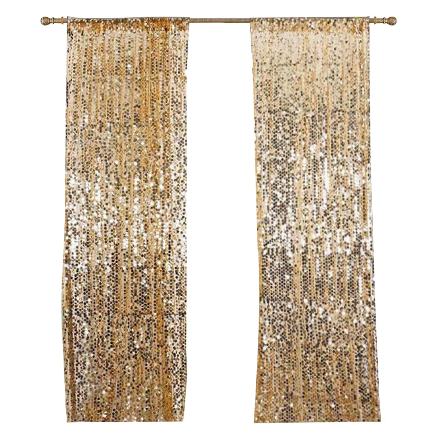 HH 9x9FT Big Gold Sequin Payette Backdrop Curtains Panels, Shimmer Sequin Photography Backdrop for Wedding Party Christmas Decoration