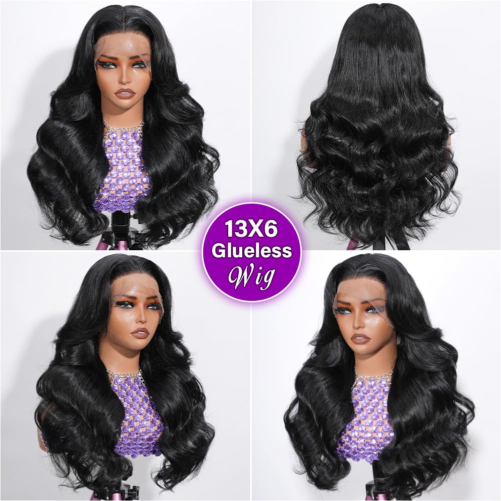 Ailwelia 13x6 Body Wave Lace Front Wigs Human Hair 200 Density Hd Transparent Lace Front Glueless Plucked Frontal Wigs 13x6 For