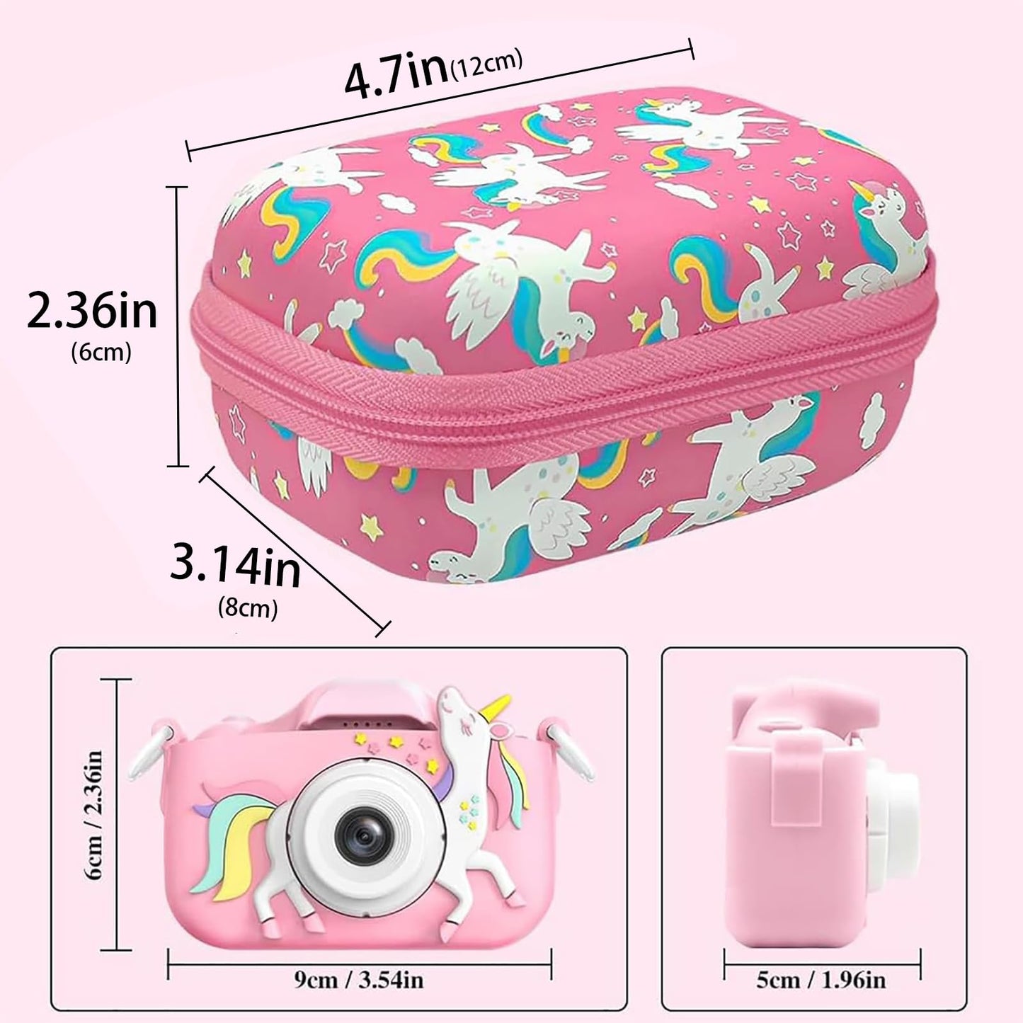 Leayjeen Kids Camera Case Compatible with Goopow/Mgaolo/CIMELR/Seckton/OZMI/Dylanto Kids Camera Toys and Children Digital Video Camera,Best Christmas and Birthday Gifts-Pink Unicorn(Case Only)