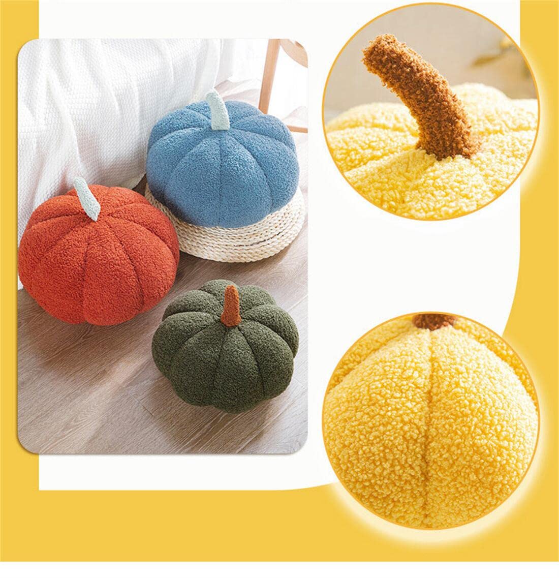Pumpkin Pillow,Pumpkin Shaped Throw Pillow Cushion, Pumpkin Plush Floor Pillow,Pumpkin Pillow Decor ,Halloween Pumpkin Decorative Pillow Cushion for Home Decor Halloween Party Favors (7.5'', White)