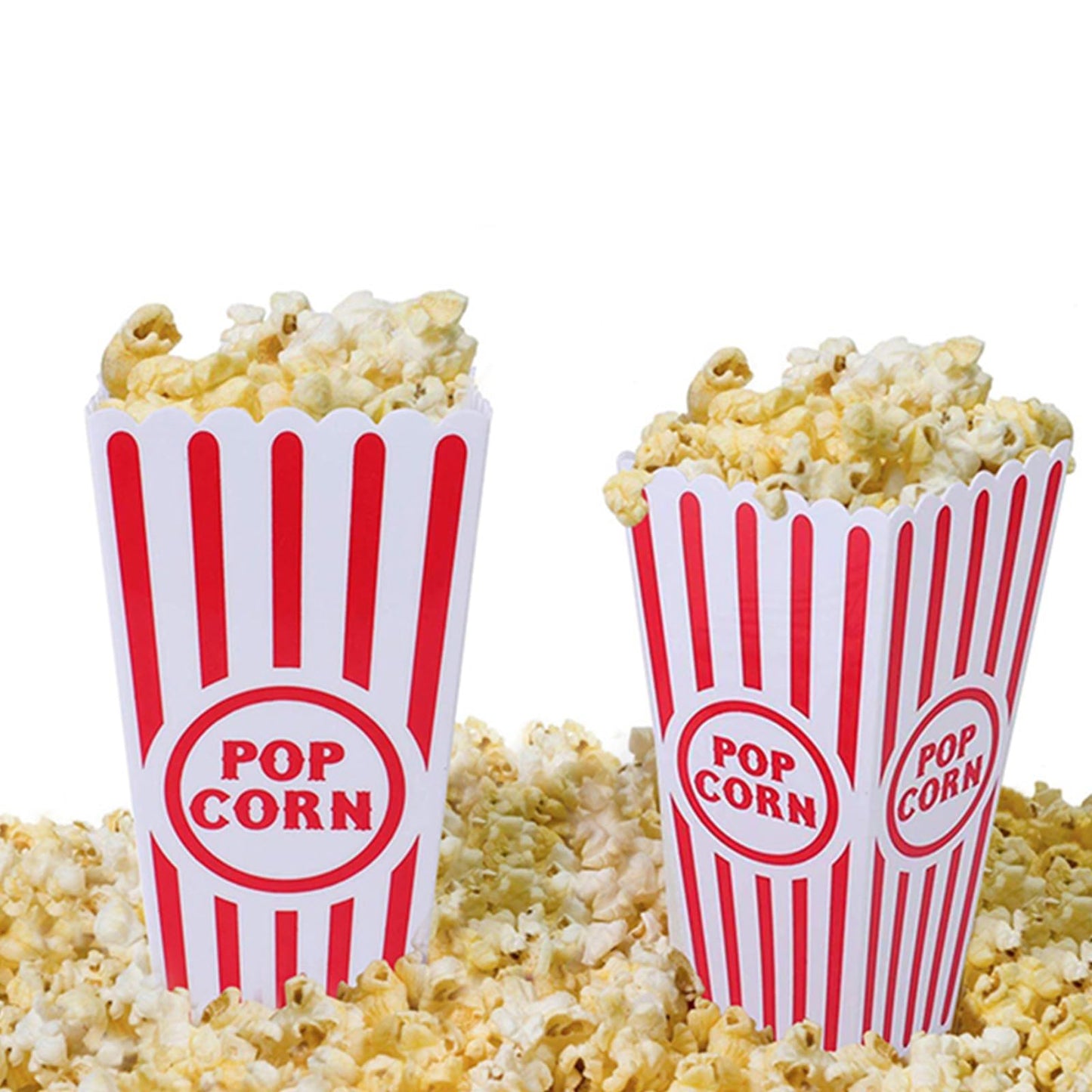 Tebery 20 Pack Plastic Open-Top Popcorn Boxes Reusable Movie Theater Style Popcorn Container Set -7.7" Tall x 4" Square