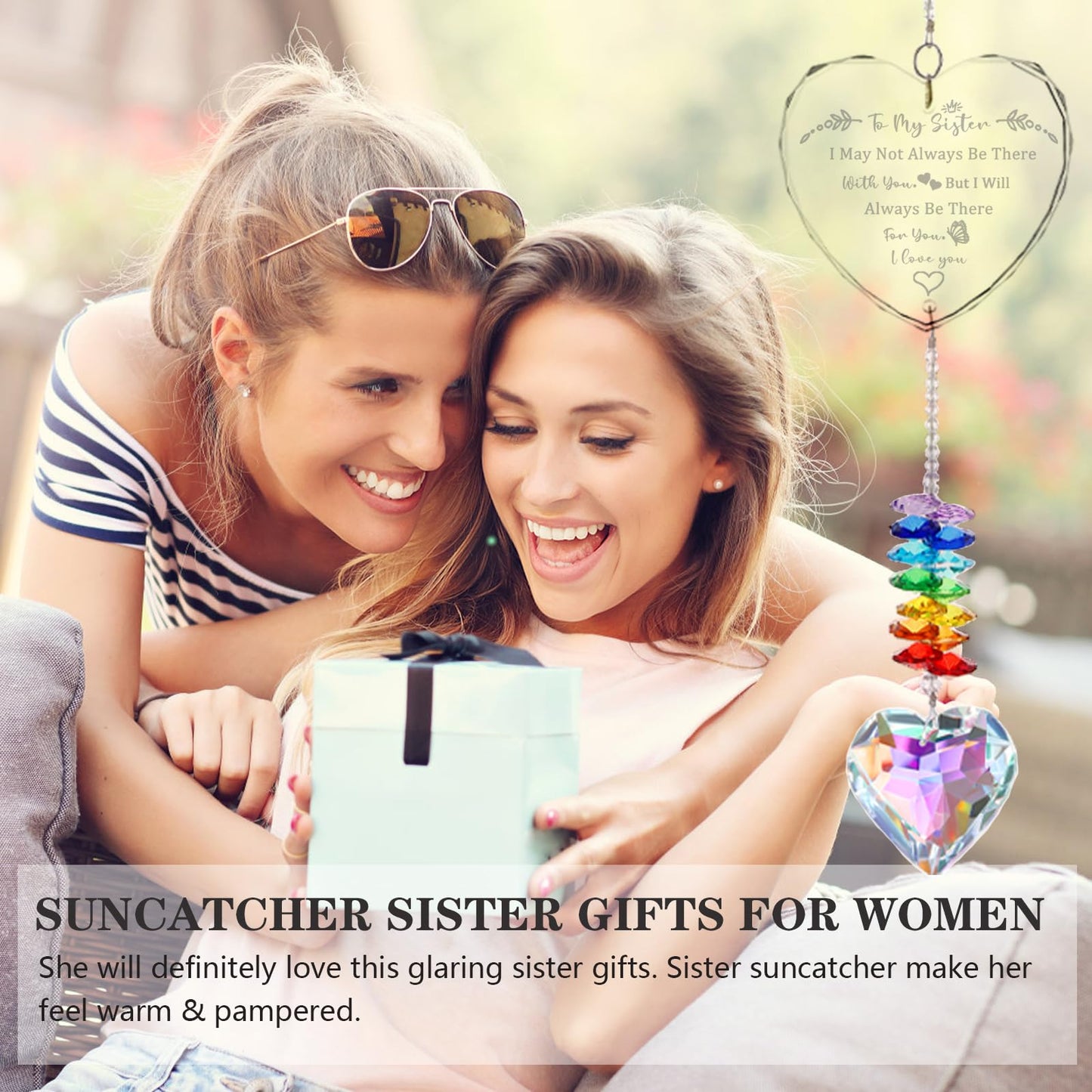 Sister Gifts, Crystal Suncatcher Gifts for Sister Birthday, Sisters Gifts from Sister, Unique Gifts for Sister, Window Hangings Home Decoration