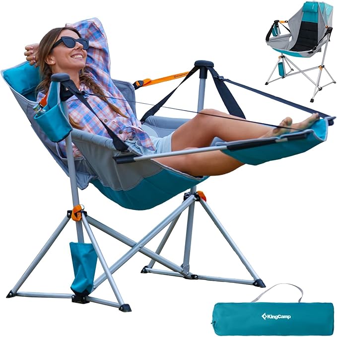 KingCamp Hammock Chair with Footrest, Swinging Portable Folding Camping Chairs for Adults MAX 400lbs Heavy Duty Foldable O...