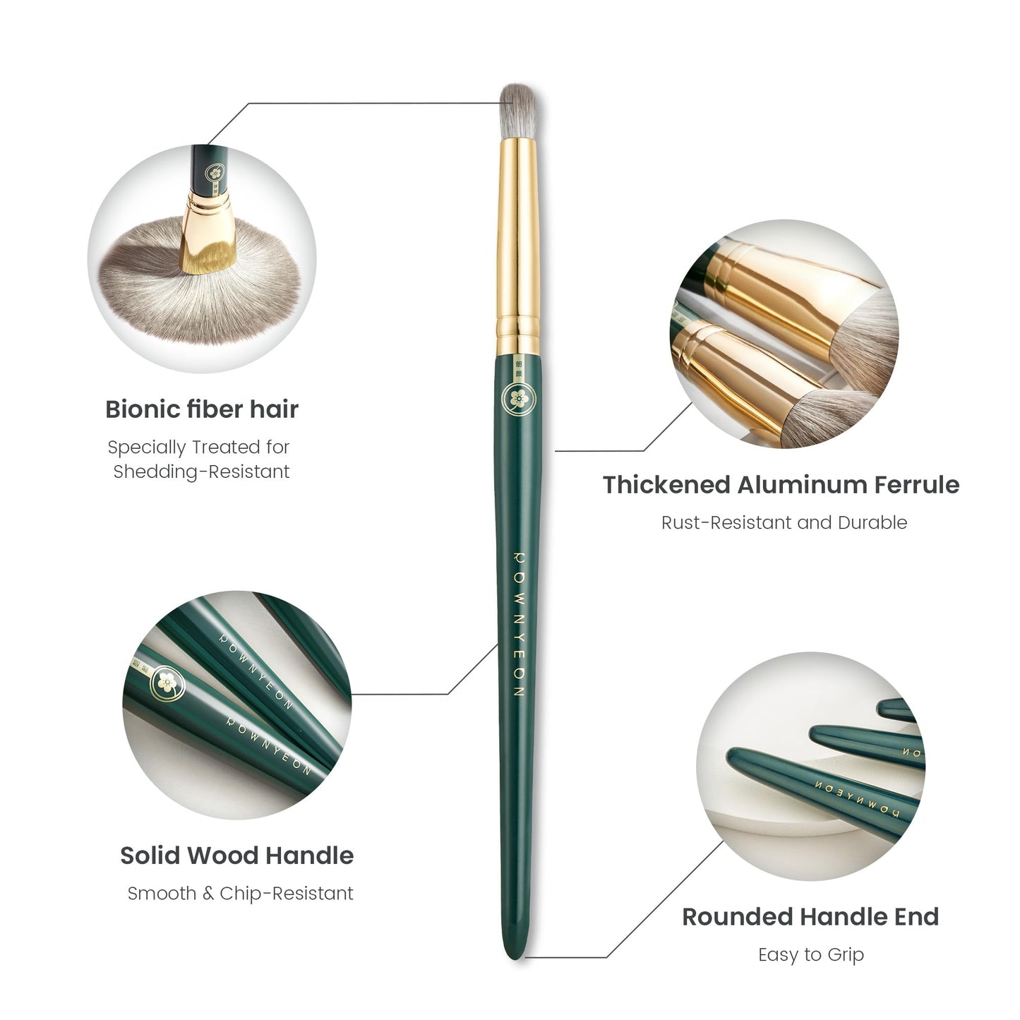ROWNYEON DQ310 Small Eyeshadow Brush - Synthetic Fiber, Targeted Lid & Detail Application, Bionic Fiber Hair