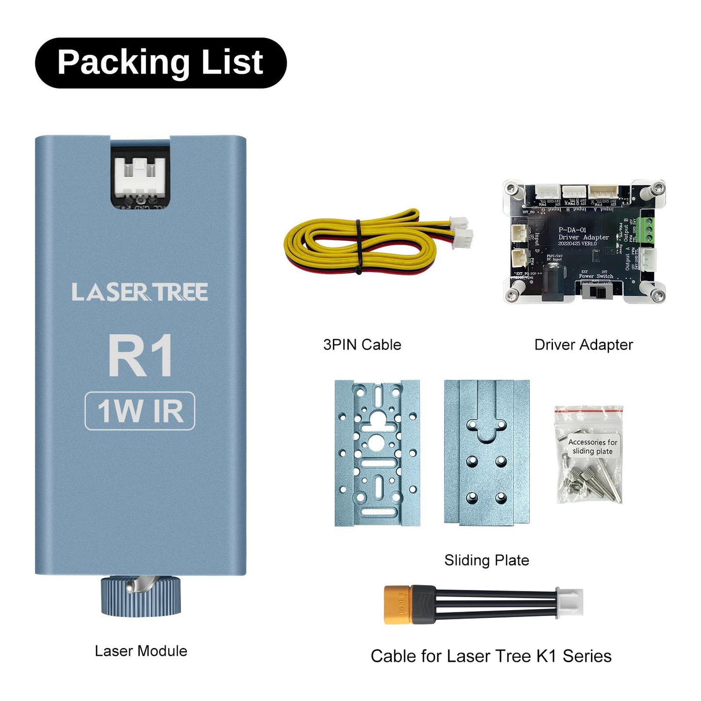 LASER TREE 1064nm Infrared Laser Module, 1W (1000mW) Output Power Laser Engraving Module for Engraving on Metal, Acrylic, Plastic - Ideal for Jewelry, Gift Making, Class4